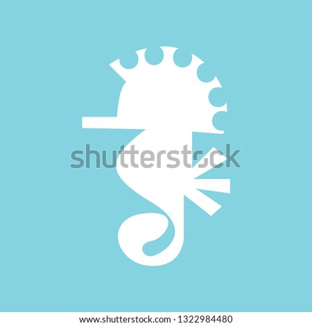Seahorse icon vector on blue background. Seahorse simple element illustration. Vector illustration. EPS 10.