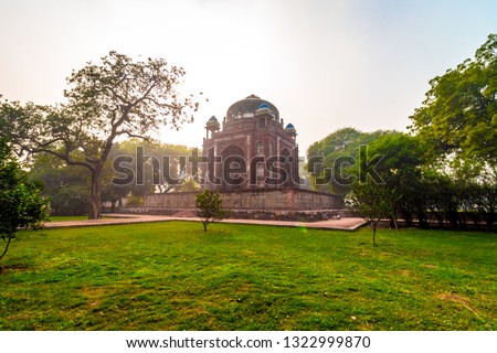 Humayun Tomb - Majestic views of the first garden-tomb on the Indian subcontinent. The Tomb is an excellent example of Persian architecture. Located in the Nizamuddin East area of Delhi, India. 