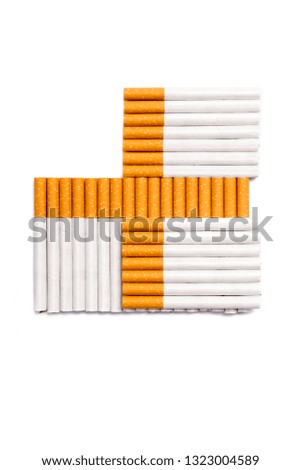 Cigarettes in cross shape form. Conceptual image of a no smoking idea isolated on white.
