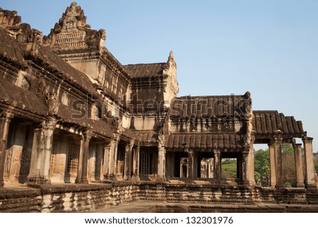 The ruins of an ancient temple in Angkor, Cambodia