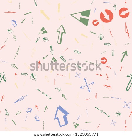 Streamless pattern with topographic arrow icons. Vector abstract illustration.