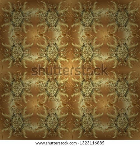 Classic vintage background. Traditional orient ornament. Seamless classic vector golden pattern. Seamless pattern on brown and neutral colors with golden elements.