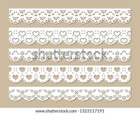 Set of Vintage Cotton Eyelets, Decorative Design for Fabric Borders, Paper Cut Out Template