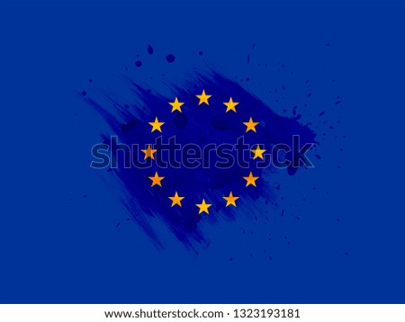 European Union flag with watercolor explosion in the center