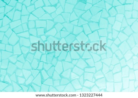 Broken tiles mosaic seamless pattern. White and Blue tile real wall high resolution real photo or brick seamless with texture interior background. Abstract wallpaper irregular in bathroom.