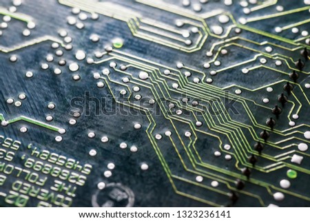 microchips and circuits on a board