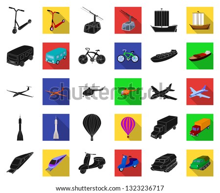 Different types of transport black,flat icons in set collection for design. Car and ship vector symbol stock web illustration.