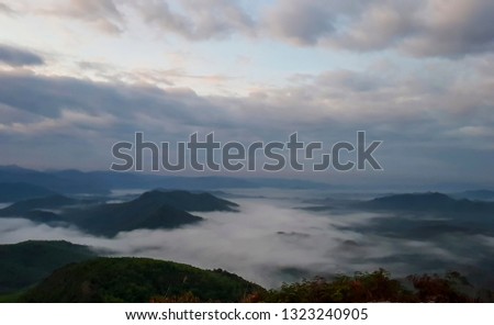Clouds from the peaks of Mount Silipat, Betong, Yala, Thailand. The picture was recorded on February 17, 2019.