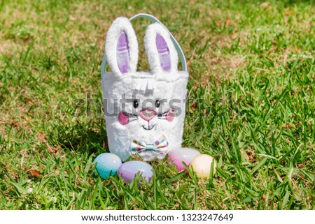 Easter bunny bucket and eggs