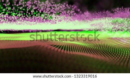 Abstract motion wave from shining particles magic Electronic mesh in space wave flow project
