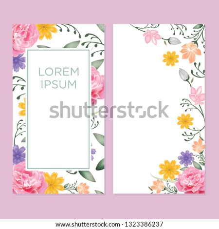 Watercolor flowers frame - spring themed for invitations and greeting cards