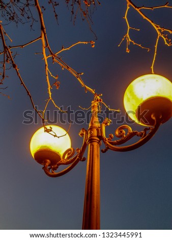 yellow lamp at night