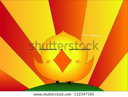 farm cartoon with chicken on hill over landscape background. vector