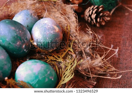 Space galactic Easter eggs in the nest