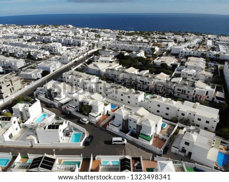 Aerial photo of the beautiful Lanzarote in Spain one of the Canary islands.