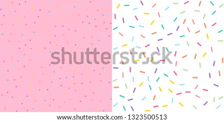 Seamless Colorful confetti sprinkle pattern wallpaper background set. Vector illustration. Royalty-Free Stock Photo #1323500513