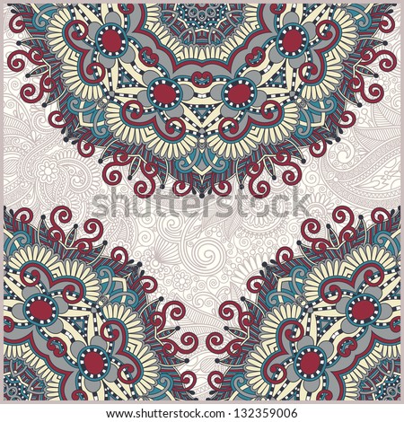 ornamental template with circle floral background