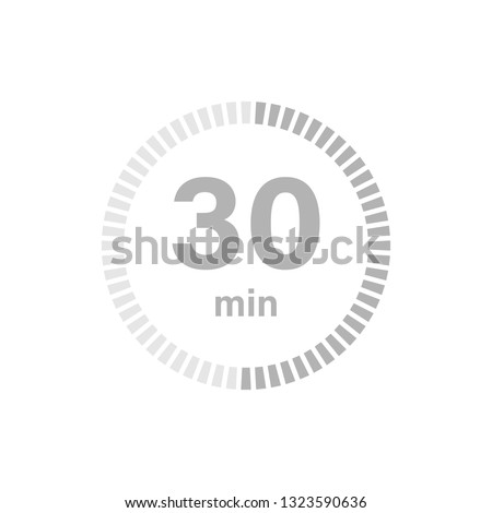 Timer sign 30 min on white background. Countdown Royalty-Free Stock Photo #1323590636