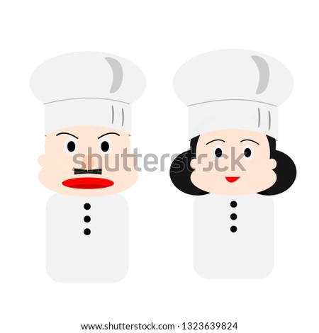 A Set of Couple Chefs Male and Female in Puppet Style Character 