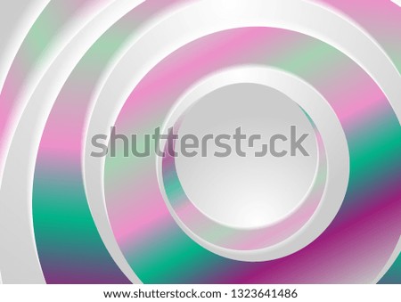 Holographic abstract rings circles geometric background. Vector design