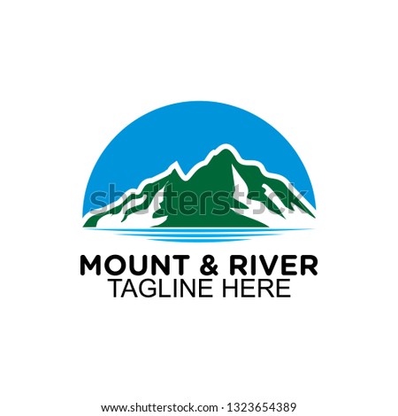 mountain and river logo, clip art vector