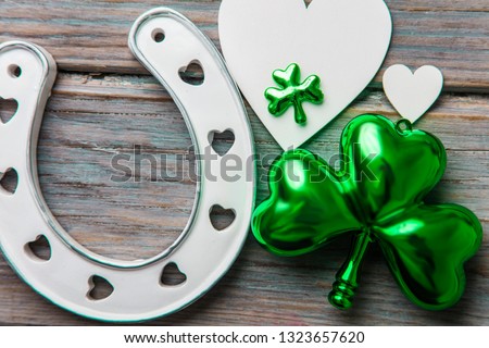 St Patrick's Day lucky horse shoe and green shamrock