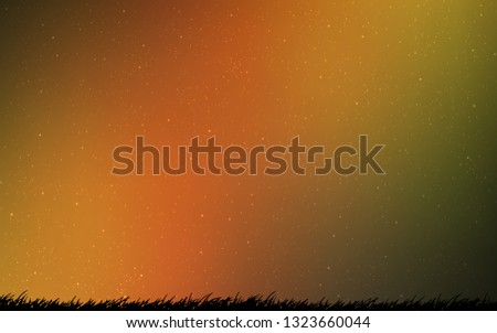Dark Green, Yellow vector background with astronomical stars. Glitter abstract illustration with colorful cosmic stars. Pattern for astronomy websites.