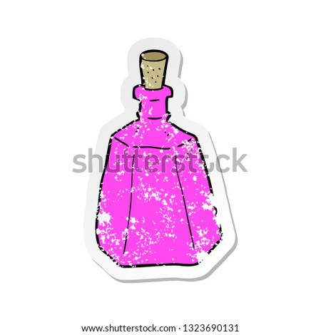 retro distressed sticker of a cartoon potion bottle