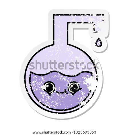 distressed sticker of a cute cartoon science experiment 