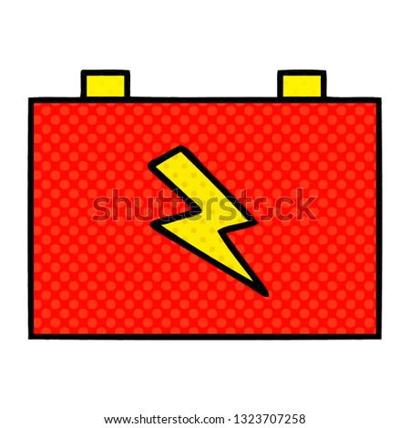 comic book style cartoon of a car battery