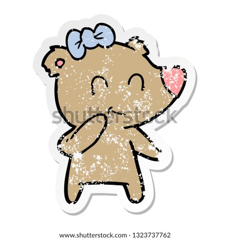 distressed sticker of a female bear cartoon