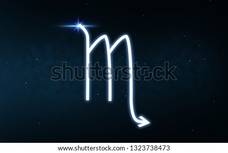 astrology and horoscope - scorpio sign of zodiac over dark night sky and stars background