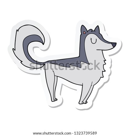 sticker of a cartoon husky