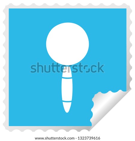 square peeling sticker cartoon of a magnifying glass