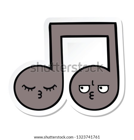 sticker of a cute cartoon musical note