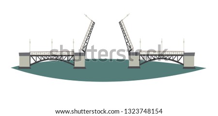 Drawbridge of St. Petersburg icon vector illustration. Travel to Russia concept art cartoon style. Isolated on a white background Royalty-Free Stock Photo #1323748154