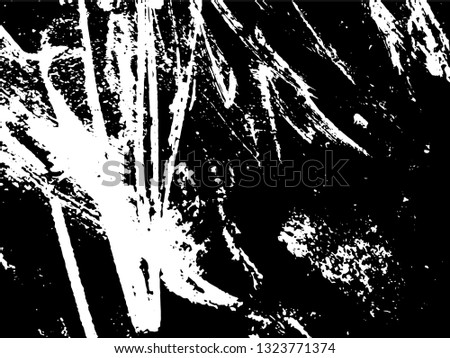 Hand drawing. Light Distressed Background. Ink Print Distress Background. Grunge Texture. Simple abstract black and white drawing. Expressive drawing. Abstract Overlay Texture. 