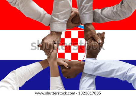 croatia flag, intergration of a multicultural group of young people