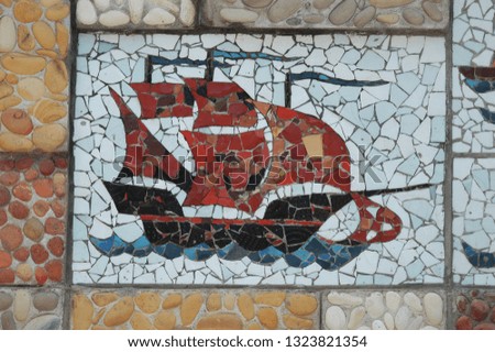 mosaic with ship image