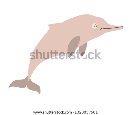 
Chinese white dolphin icon vector illustration. Cartoon style partridge mammals, isolated on a white background