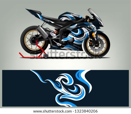 Motorcycle sport decal sticker wrap design vector. Graphic abstract stripe racing background kit designs for Racing livery
