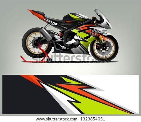 Racing motorcycle wrap design. ready print concept for vinyl wrap and motorcycle decal - Vector