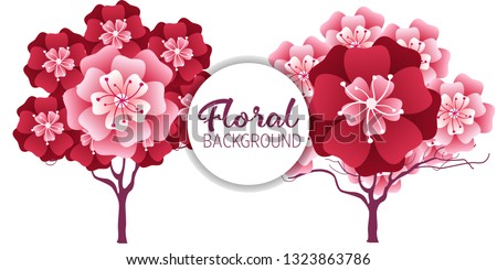 Cherry tree in blossom. Floral background. Concept for boutique, jewelry, beauty salon, spa, fashion, flyer, invitation, banner design.