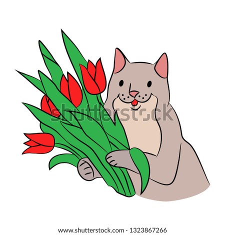 
cat with a bouquet