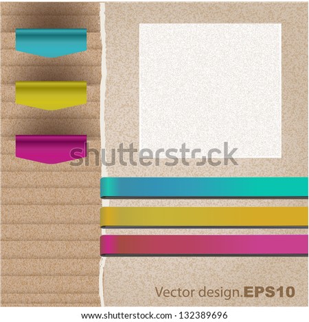 cardboard texture or background with different labels and post its. vector design