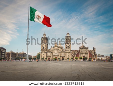 Zocalo Square and Mexico City Cathedral - Mexico City, Mexico Royalty-Free Stock Photo #1323912815