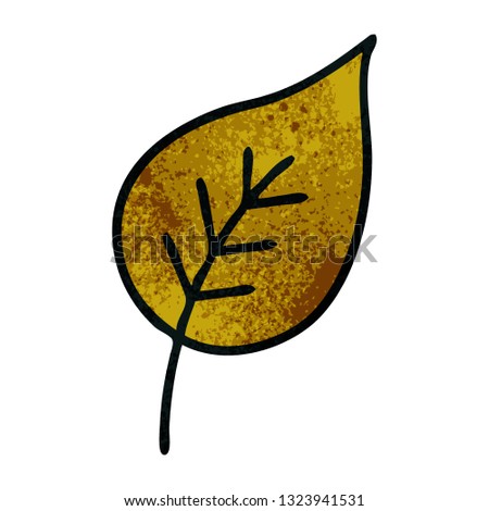 retro grunge texture cartoon of a autumn leaf