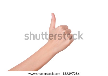 Female woman hand  isolated on the white