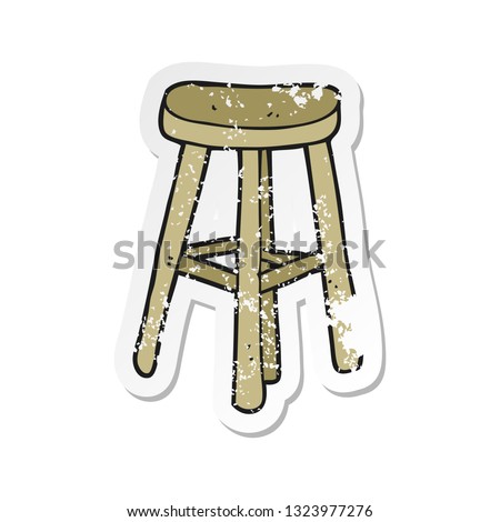 retro distressed sticker of a cartoon stool