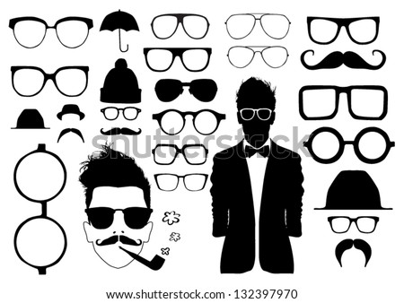 Set of glasses and other accessory Royalty-Free Stock Photo #132397970